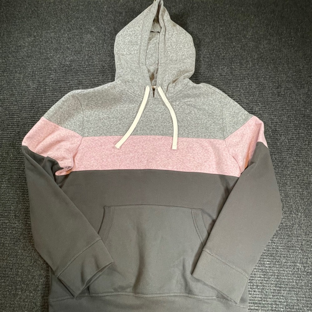 Sonoma Goods For Life Womens Colorblock Hoodie Grey Pink Charcoal Large